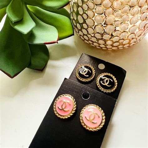 chanel button bracelet|upcycled chanel button earrings.